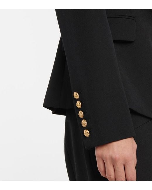 Balmain Black Double-Breasted Wool Blazer