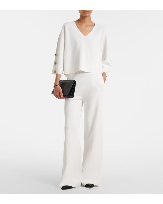 Max Mara White Embellished Crepe Top