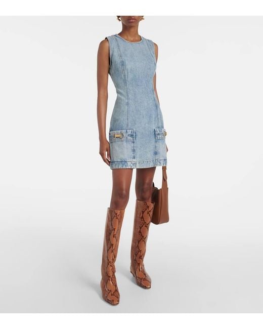 Paris Texas Brown Bettina Snake-Effect Leather Knee-High Boots