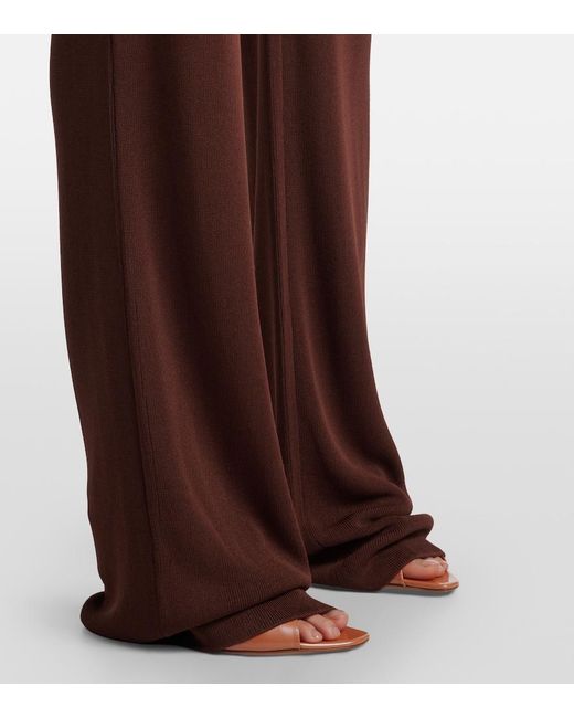 AYA MUSE Brown Ribbed-Knit Flared Pants