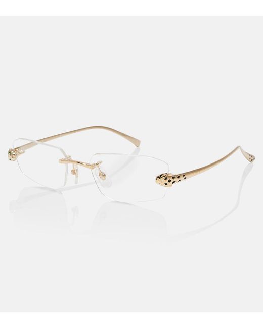 Cartier Natural Panthere De Cartier Rectangular Glasses