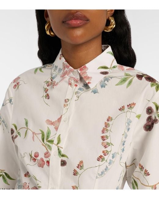 Erdem White Floral Cotton Poplin Shirt Dress