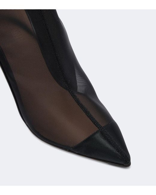 Malone Souliers Black Arc Leather-Trimmed Mesh Ankle Boots