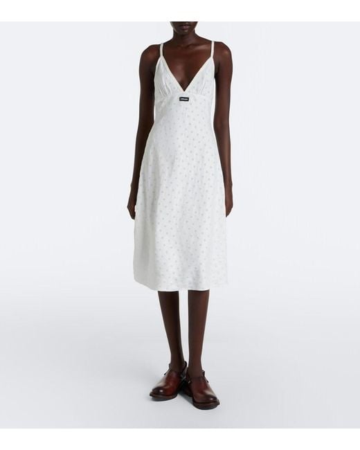 Miu Miu White Broderie Anglaise Poplin Midi Dress