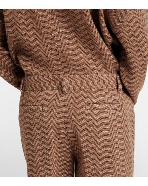 Missoni Brown Zigzag Low-Rise Bootcut Pants
