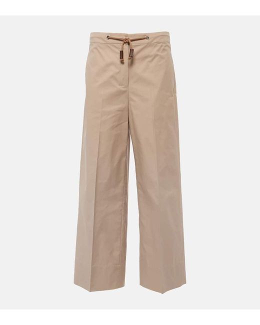 Pantalones anchos Ottavo de sarga de tiro alto Max Mara de color Natural