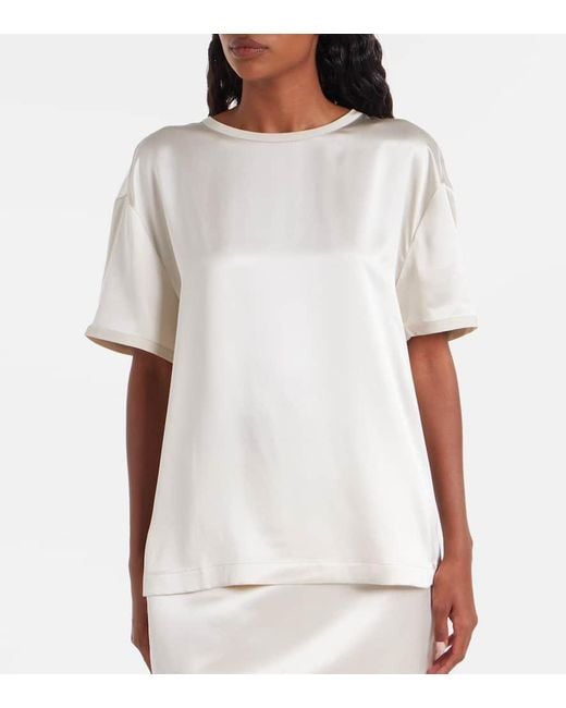 Lisa Yang White T-Shirt Aus Seidensatin