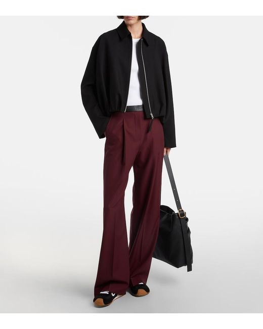 Loewe Black Wool Draped Bomber Jacket