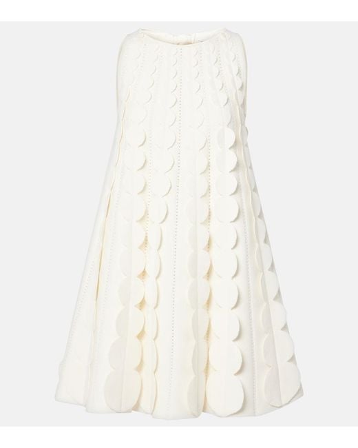 Oscar de la Renta White Abstract Brushstroke Midi Dress
