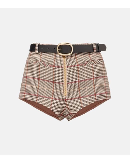 Self-Portrait Brown Checked Shorts