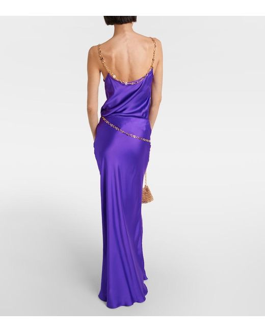 Rabanne Purple Chain-Detail Maxi Skirt