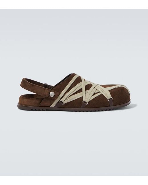 Rick Owens Brown Megalace Suede Mules for men