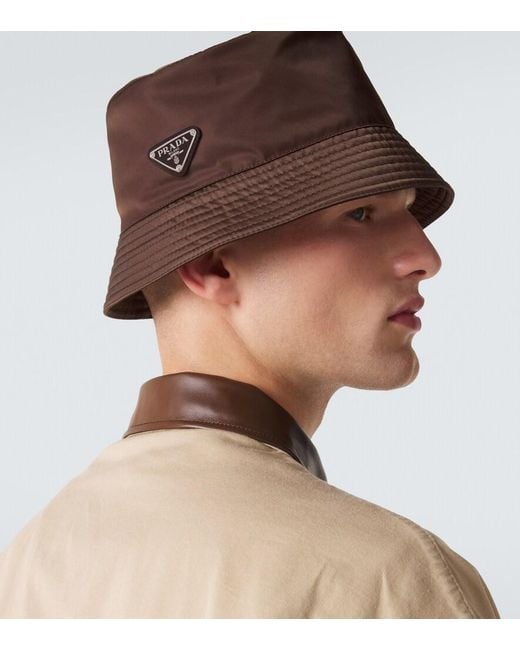 Prada Brown Re-Nylon Bucket Hat for men