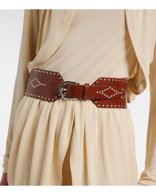 Isabel Marant Brown Lucie Studded Leather Belt