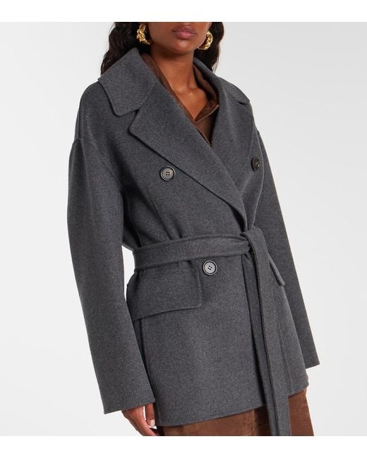 Max Mara Black Ornella Belted Virgin Wool Coat