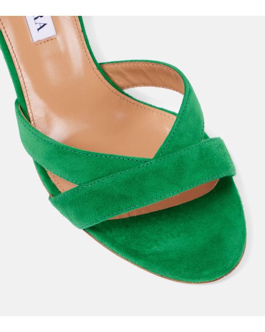 Aquazzura Green Very Ari 85 Suede Sandals