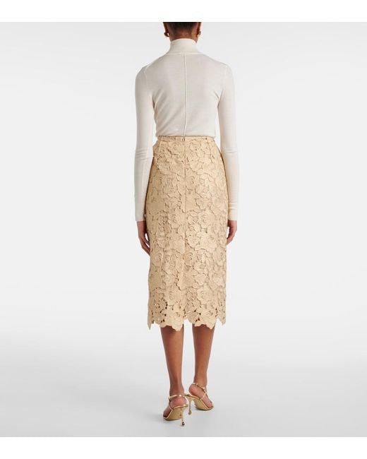 Oscar de la Renta Natural Guipure Lace Pencil Skirt