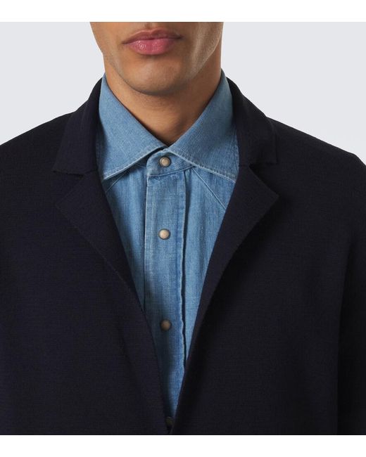 Slowear Blue Virgin Wool Cardigan for men