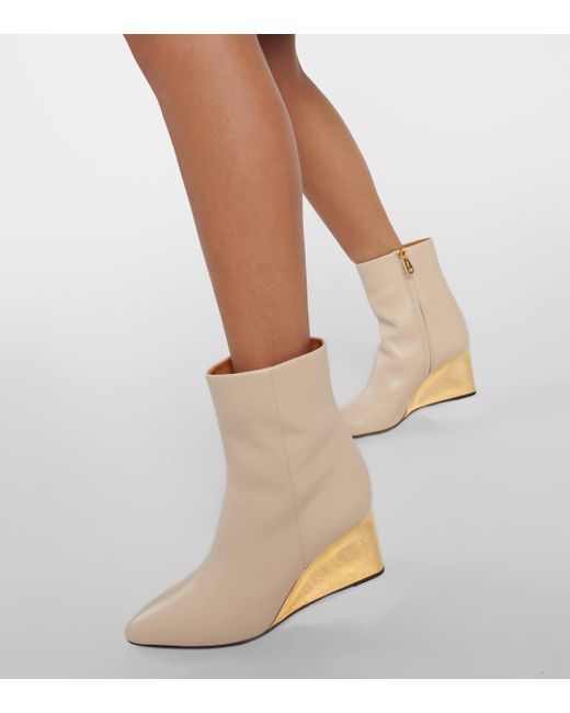 Chloé Natural Rebecca Leather Wedge Ankle Boots