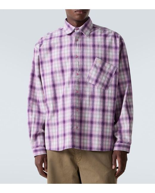 ERL Purple Checked Cotton Shirt for men