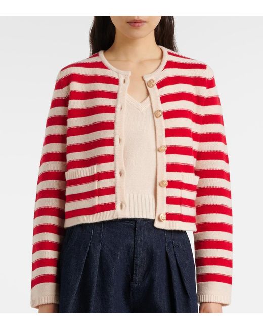 Jardin Des Orangers Red Wool And Cashmere Cardigan