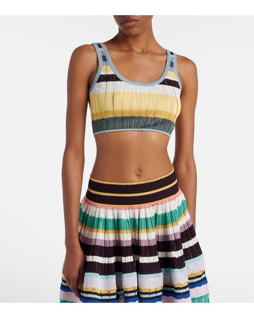 Alaïa Blue Striped Cropped Tank Top