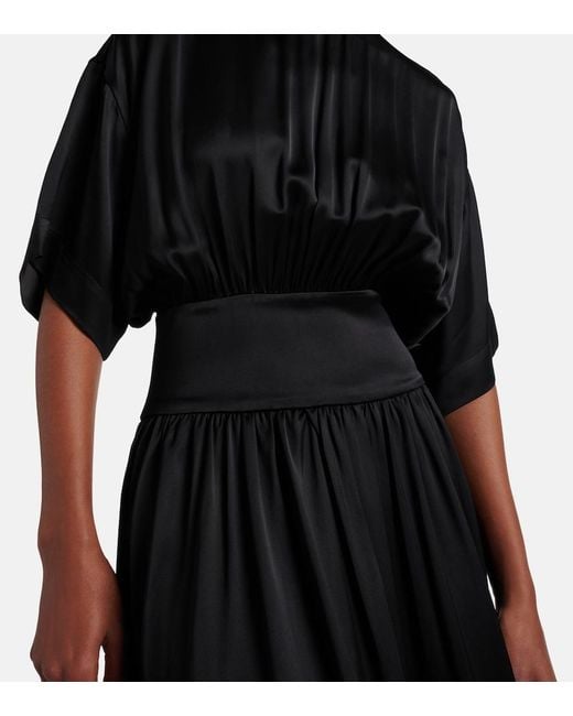 Totême Black Silk And Cotton Satin T-Shirt Dress