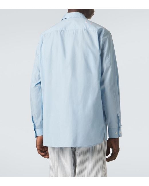 Umit Benan Blue Weekend Cotton Poplin Shirt for men