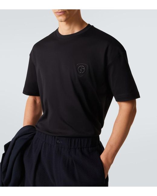 Giorgio Armani Black Cotton Jersey T-Shirt for men