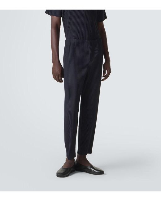 Homme Plissé Issey Miyake Blue Basics Pleated Straight Pants for men