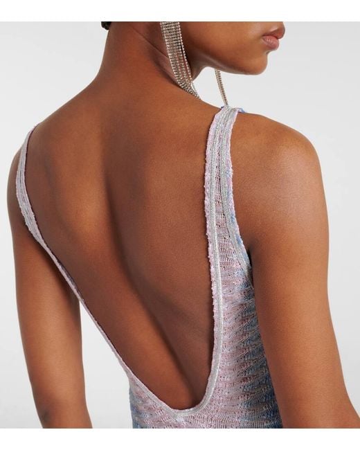 Missoni Blue Zigzag Ombre Lame Maxi Dress