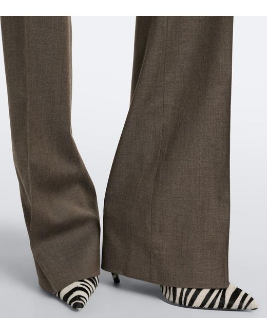 The Attico Gray Low-Rise Wool-Blend Flared Pants