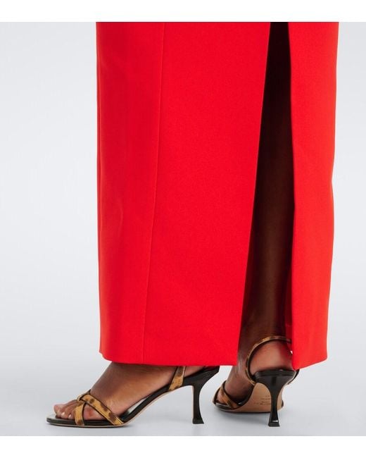 Solace London Red Arion Asymmetric Crepe Gown