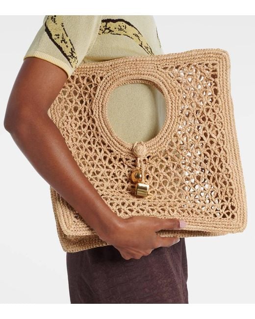 Jacquemus Metallic Tote Bag Spiaggia Small Aus Raffiabast