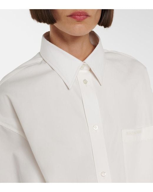 Balenciaga White Asymmetric Cotton And Silk Poplin Shirt