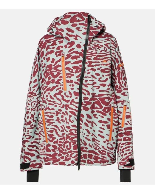 Adidas By Stella McCartney Red X Terrex Truenature 2L Leopard-Print Ski Jacket