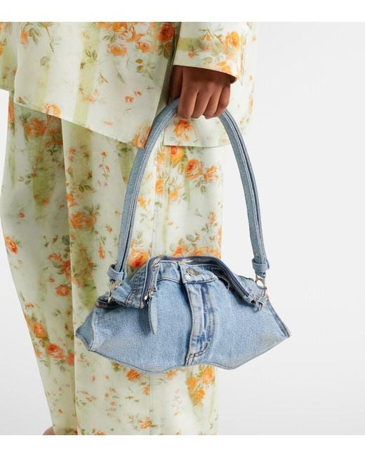 McQueen Blue Manta Small Denim Shoulder Bag