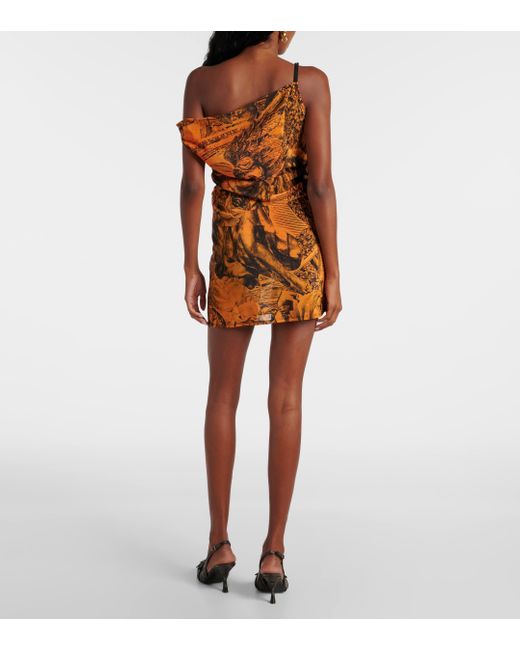 Acne Orange Chic Mini Dress With Asymmetric Design