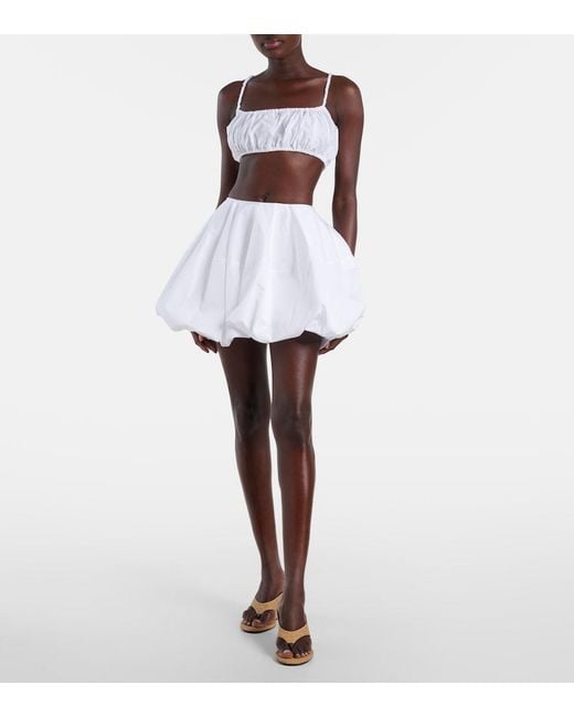 Alaïa White Ruched Cotton Bra Top