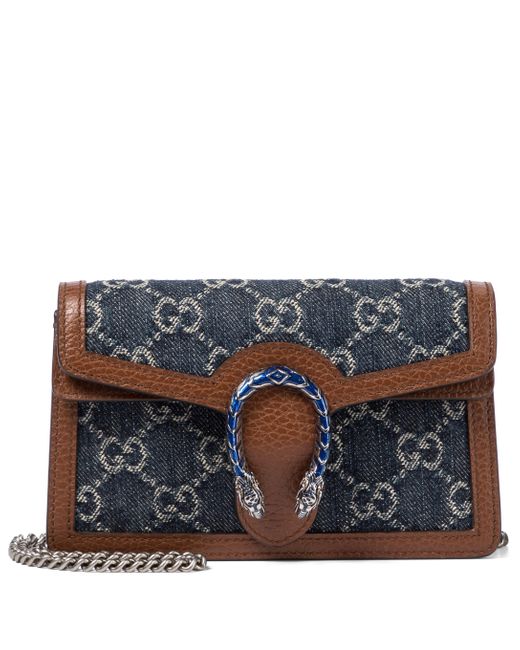 Gucci Dionysus Super Mini Denim Crossbody Bag in Blue - Lyst