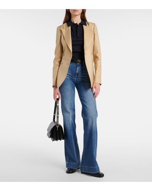 7 For All Mankind Blue High-Rise Flared Jeans Modern Dojo