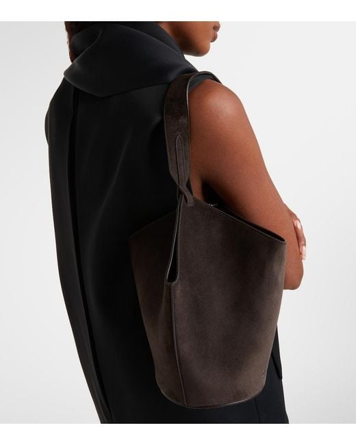Khaite Black Lotus Mini Suede Tote Bag