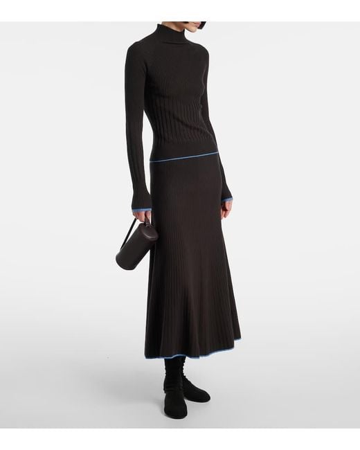 Proenza Schouler Black Label Carly Ribbed-Knit Midi Skirt