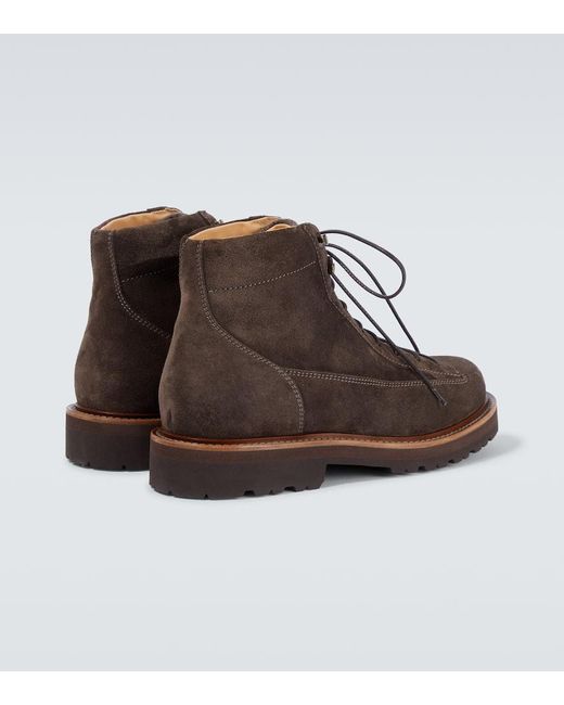 Brunello Cucinelli Brown Suede Ankle Boots for men