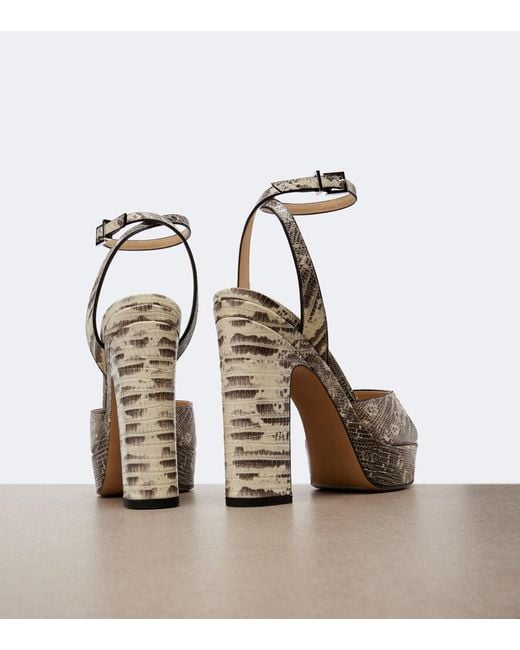 Fendi Metallic After 9 Snake-Effect Leather Platform Sandals