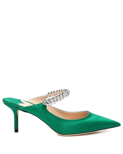 Jimmy Choo Exclusive To Mytheresa – Bing 65 Satin Mules in Green - Lyst