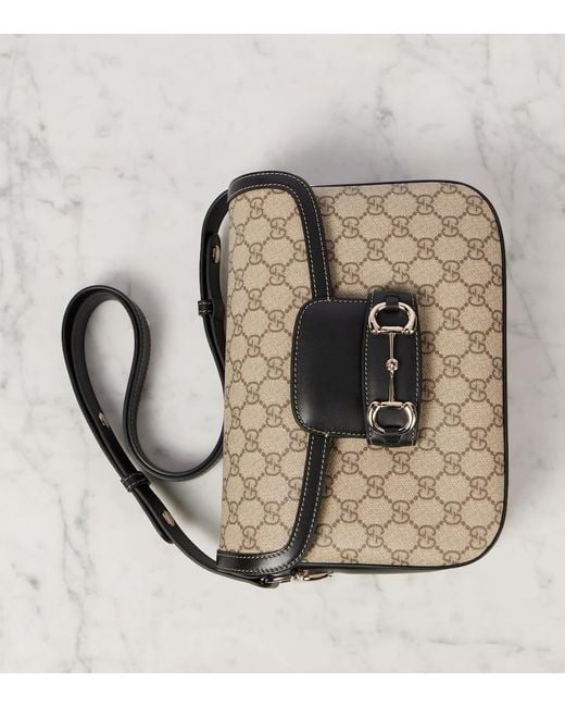 Gucci Natural Schultertasche Horsebit 1955 Medium