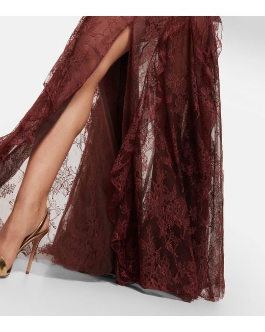 Robe longue Morgana en dentelle Costarellos en coloris Red