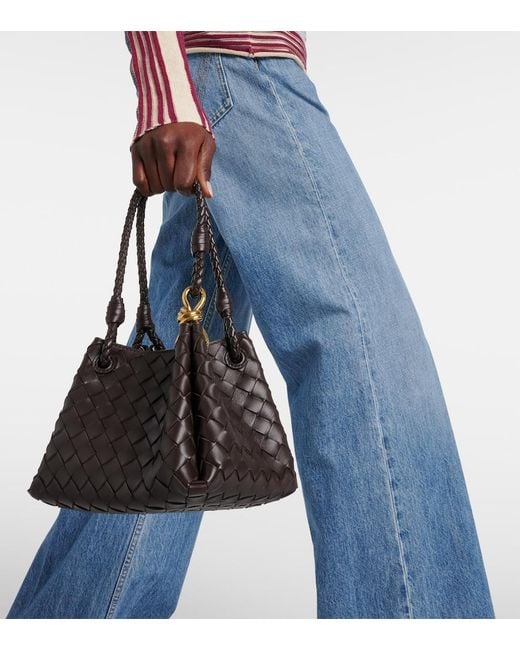 Bottega Veneta Black Parachute Small Intrecciato Leather Shoulder Bag