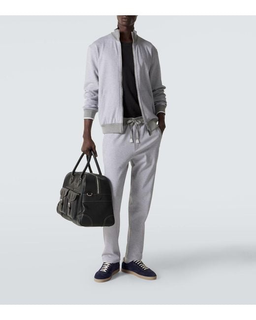Brioni Gray Cotton-Blend Track Jacket for men